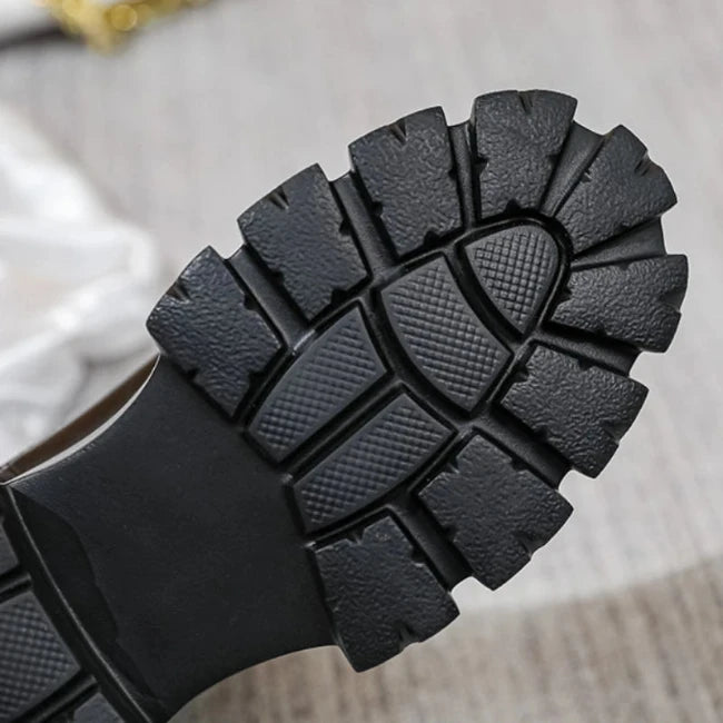 Women Leather Platform Mid-Calf Chelsea Booties