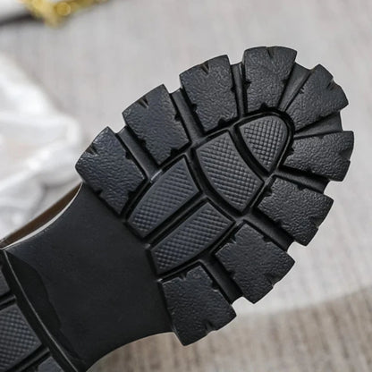Women Leather Platform Mid-Calf Chelsea Booties