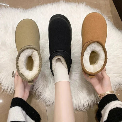 Women Plush Flatform with Plateau Fluffy Ankle Booties