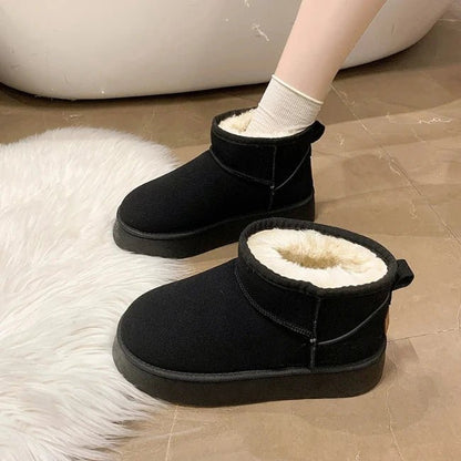 Women Plush Flatform with Plateau Fluffy Ankle Booties
