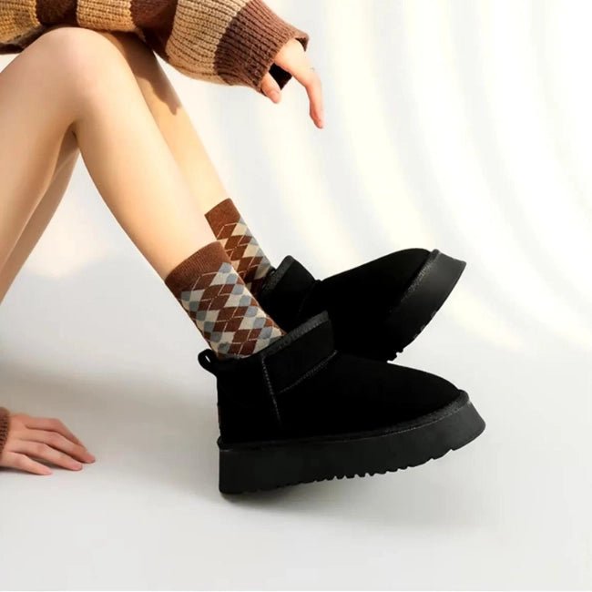 Women Plush Flatform with Plateau Fluffy Ankle Booties