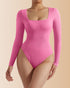 Long Sleeve Square Neck Ribbed Tummy Control Bodysuit