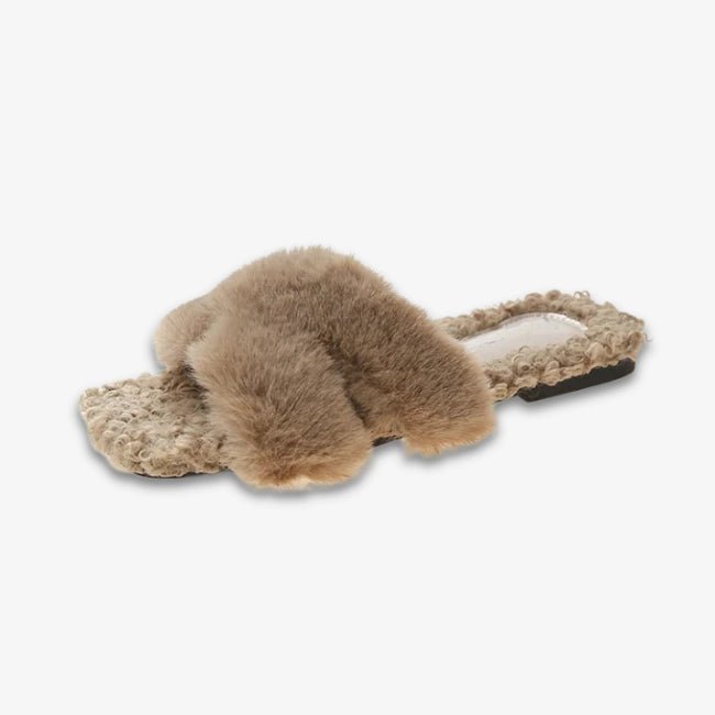 Women Plush Flatform Furry Slippers