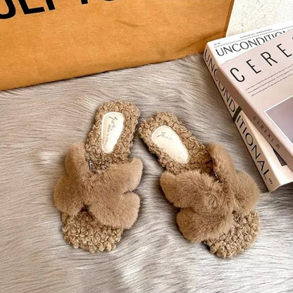 Women Plush Flatform Furry Slippers