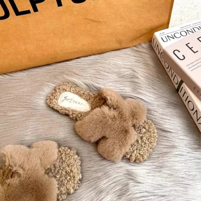 Women Plush Flatform Furry Slippers