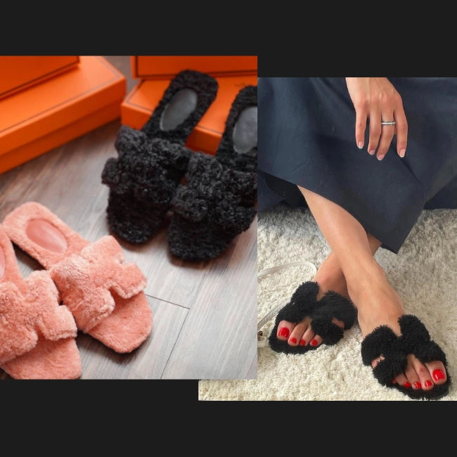 Women Plush Flatform Furry Slippers