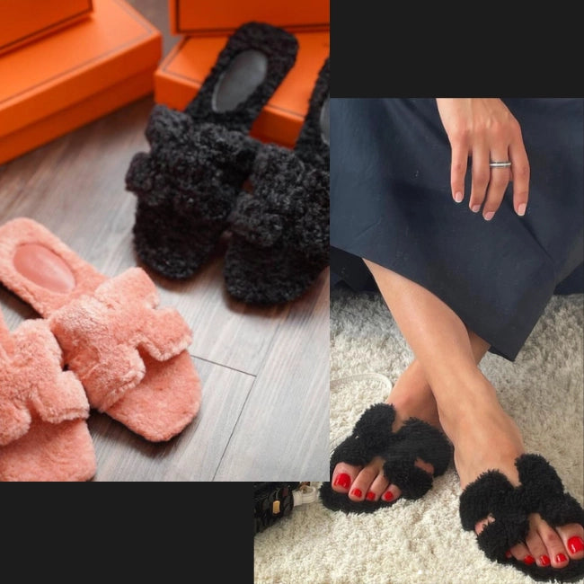 Women Plush Flatform Furry Slippers