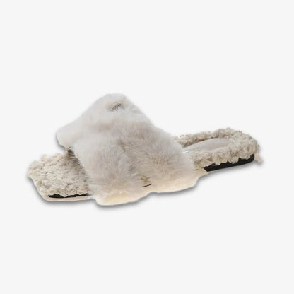 Women Plush Flatform Furry Slippers