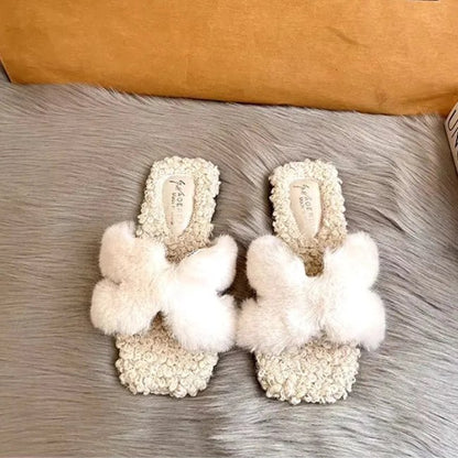 Women Plush Flatform Furry Slippers