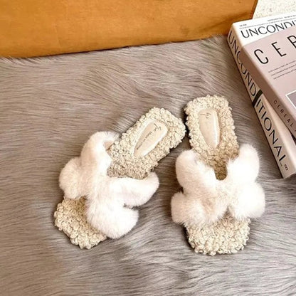 Women Plush Flatform Furry Slippers