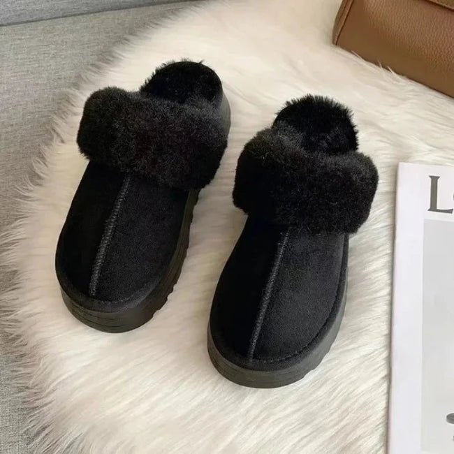 Women Plush Platform Furry Slippers