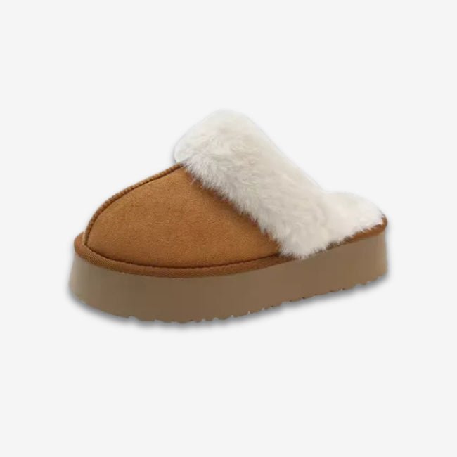 Women Plush Platform Furry Slippers