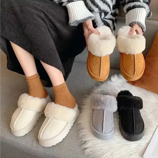 Women Plush Platform Furry Slippers