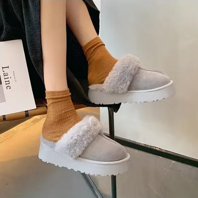 Women Plush Platform Furry Slippers
