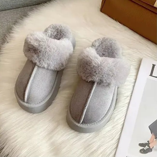 Women Plush Platform Furry Slippers