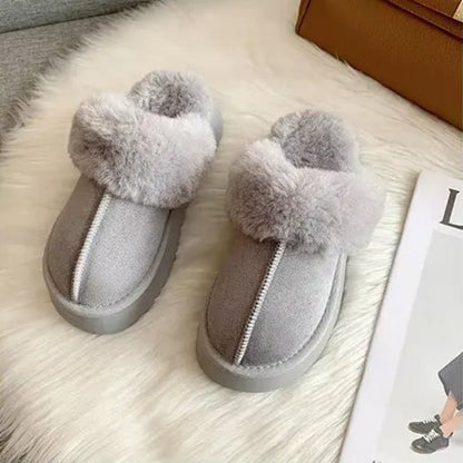 Women Plush Platform Furry Slippers