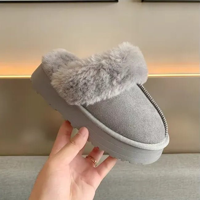 Women Plush Platform Furry Slippers