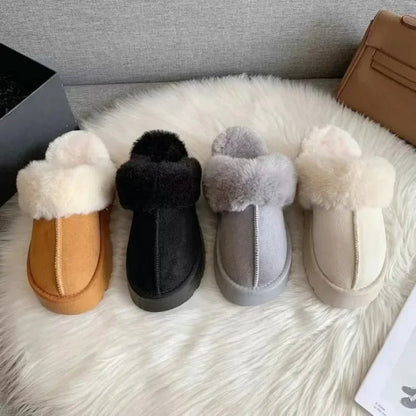Women Plush Platform Furry Slippers
