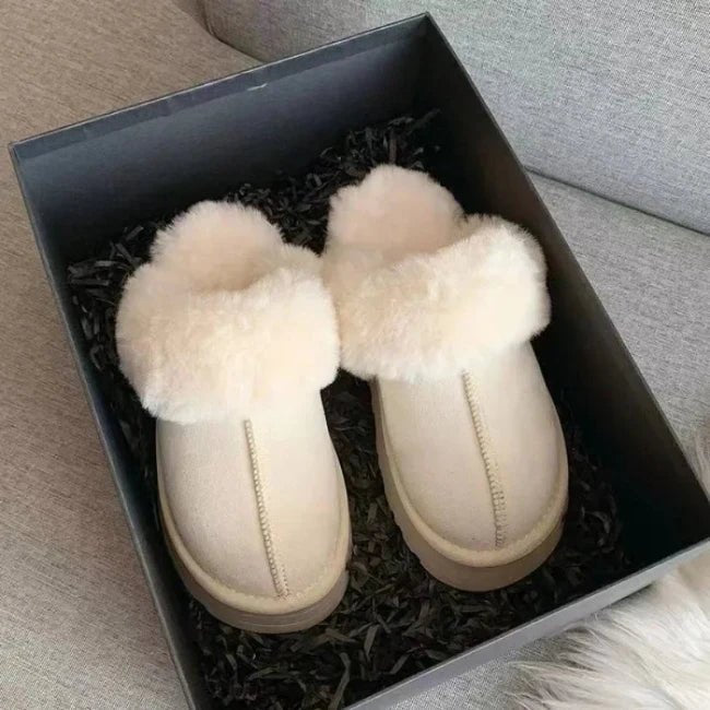 Women Plush Platform Furry Slippers