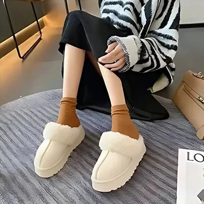 Women Plush Platform Furry Slippers
