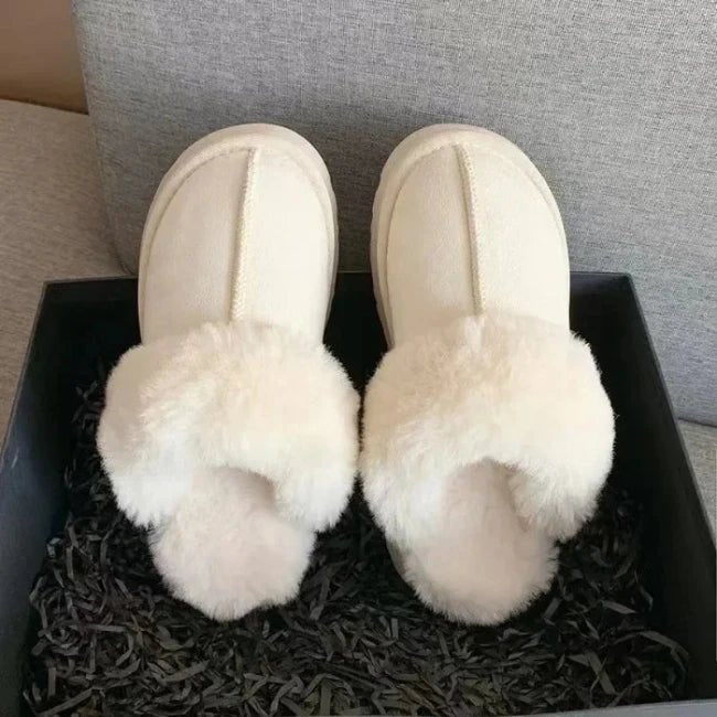 Women Plush Platform Furry Slippers