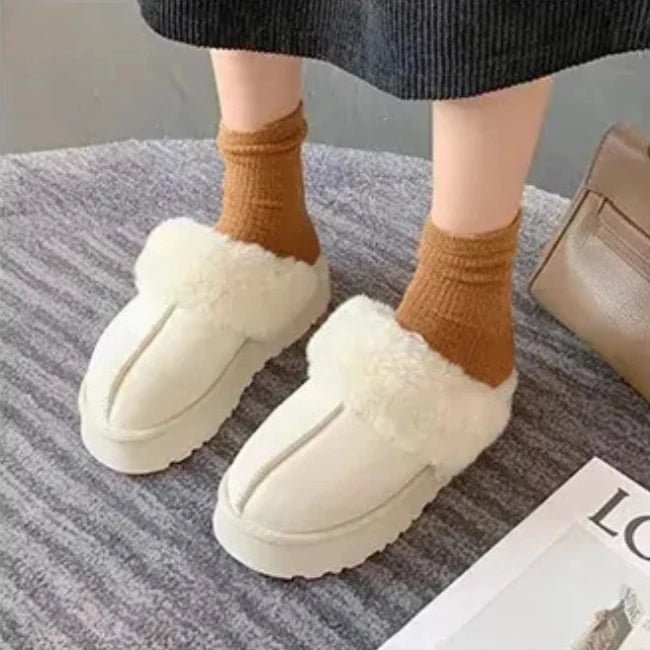 Women Plush Platform Furry Slippers
