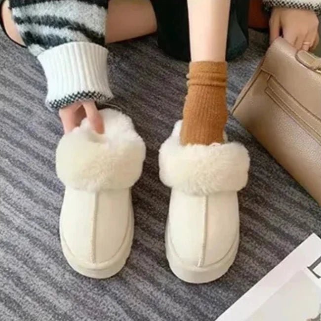 Women Plush Platform Furry Slippers