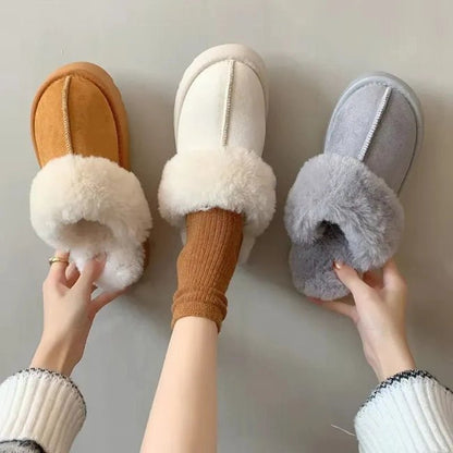 Women Plush Platform Furry Slippers