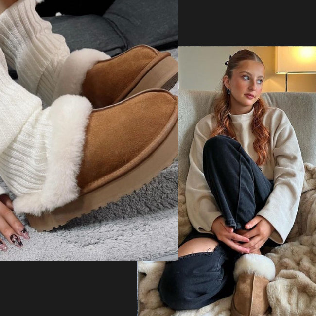 Women Plush Platform Furry Slippers