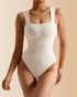 Sleeveless Square Neck Ribbed Tummy Control Bodysuit
