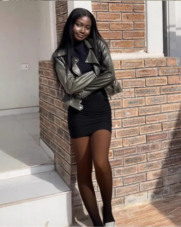 The Viral Magic Single Seam Compression Band Fleece-Lined Sheer Tights 