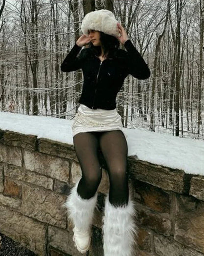 The Viral Magic Single Seam Compression Band Fleece-Lined Sheer Tights 