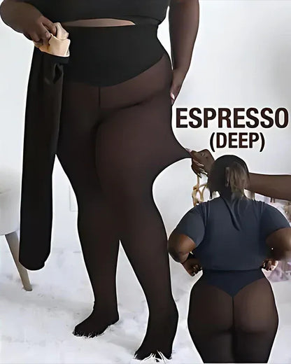 The Viral Magic Single Seam Compression Band Fleece-Lined Sheer Tights Deep