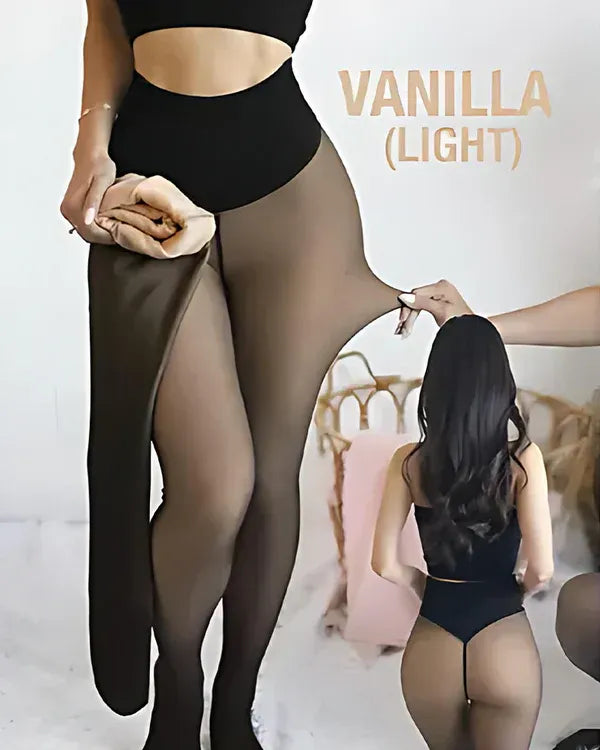 The Viral Magic Single Seam Compression Band Fleece-Lined Sheer Tights Light