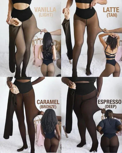 The Viral Magic Single Seam Compression Band Fleece-Lined Sheer Tights 