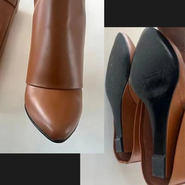 Women's Leather PU Wedge Heels Mid-Calf Booties