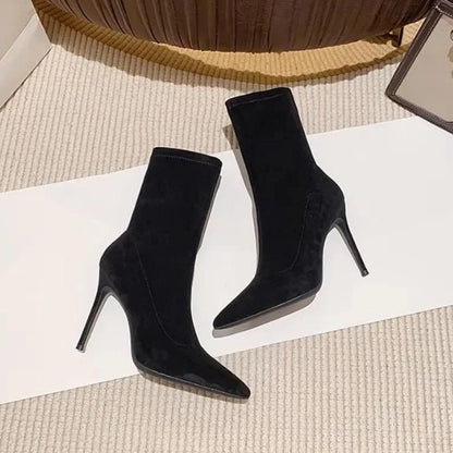 Women Leather Flatform with plateau Stiletto Booties