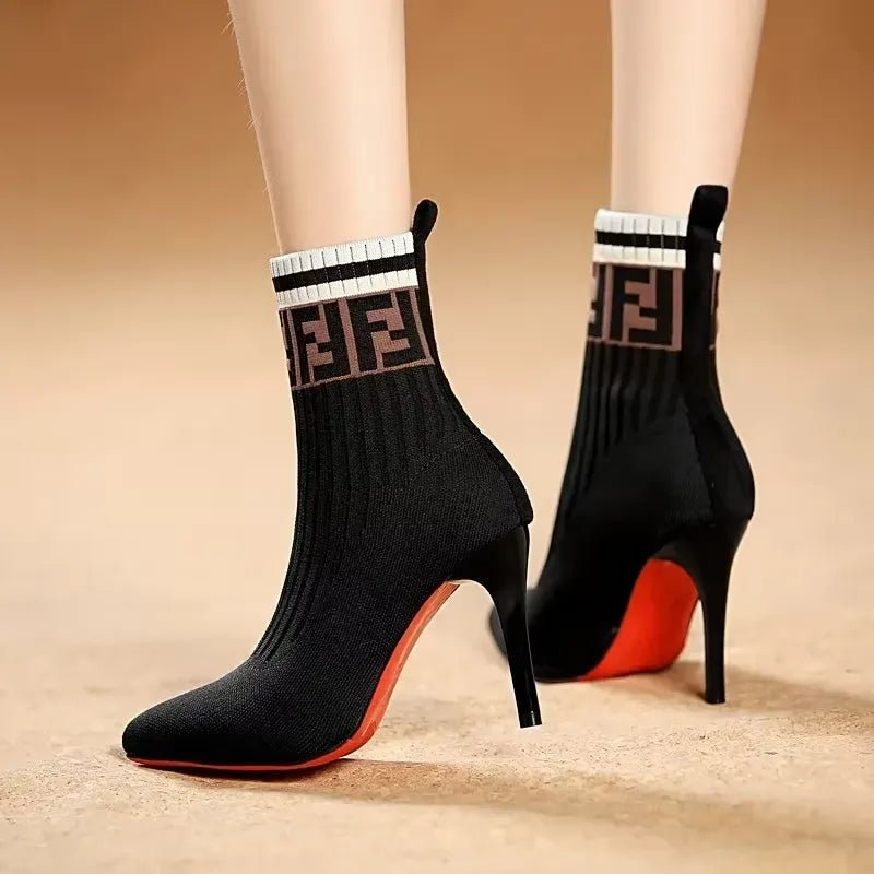 Women Cotton Flatform with plateau Stiletto Booties