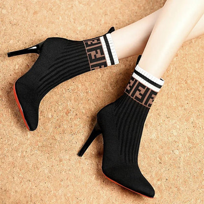 Women Cotton Flatform with plateau Stiletto Booties