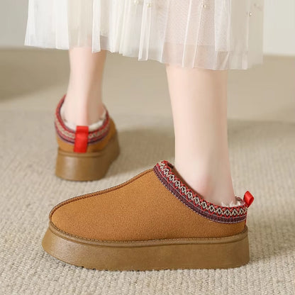 Women Plush Platform Furry Slippers