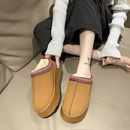 Women Plush Platform Furry Slippers