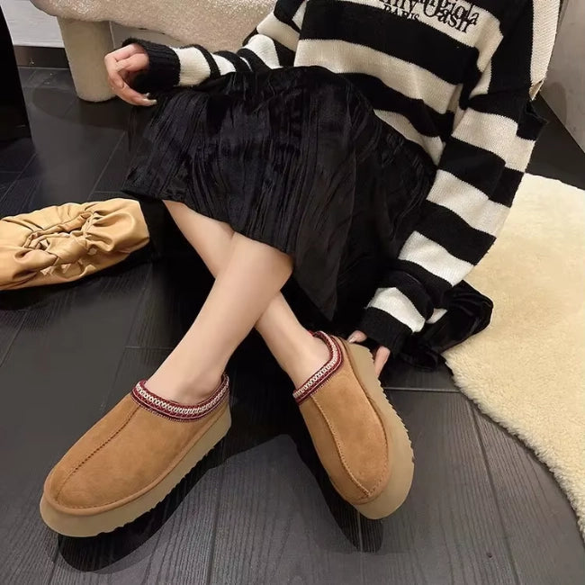 Women Plush Platform Furry Slippers