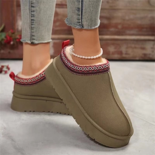 Women Plush Platform Furry Slippers