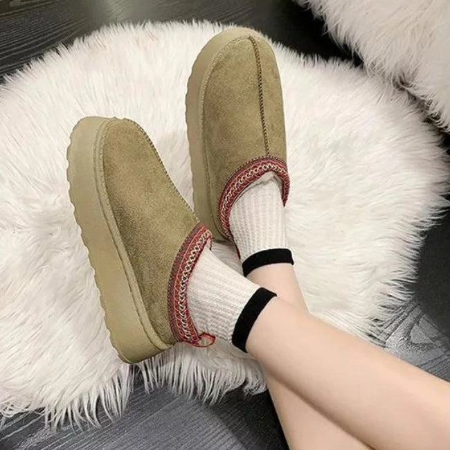 Women Plush Platform Furry Slippers