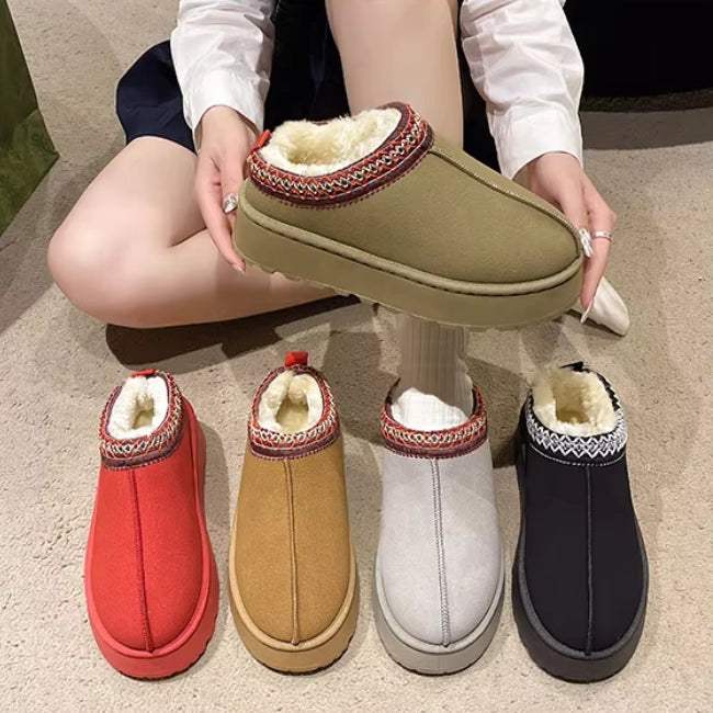 Women Plush Platform Furry Slippers