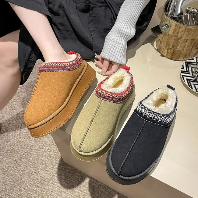 Women Plush Platform Furry Slippers