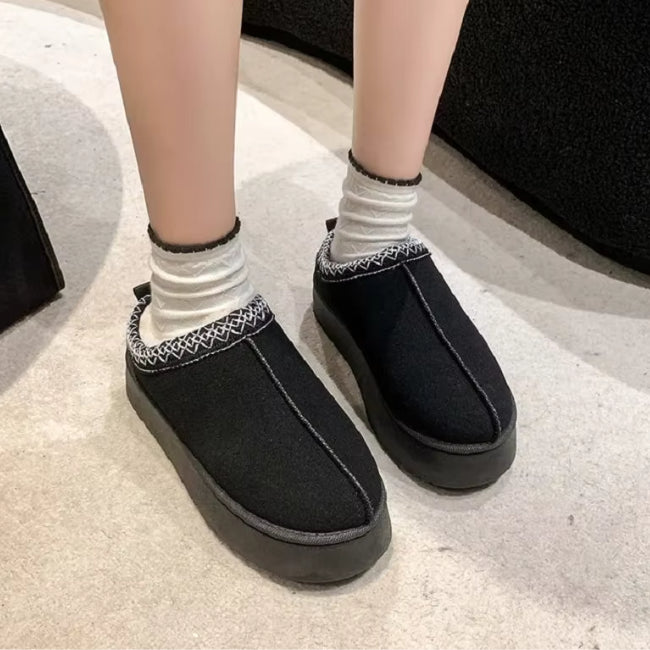 Women Plush Platform Furry Slippers