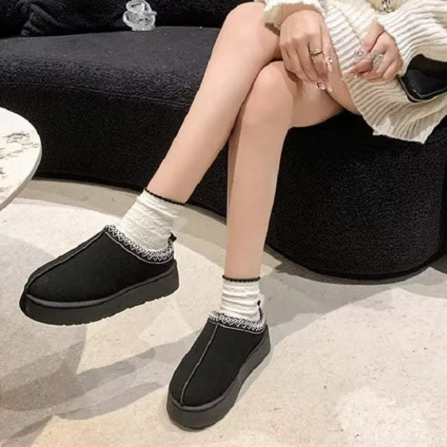 Women Plush Platform Furry Slippers