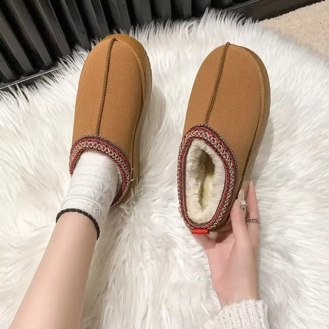 Women Plush Platform Furry Slippers