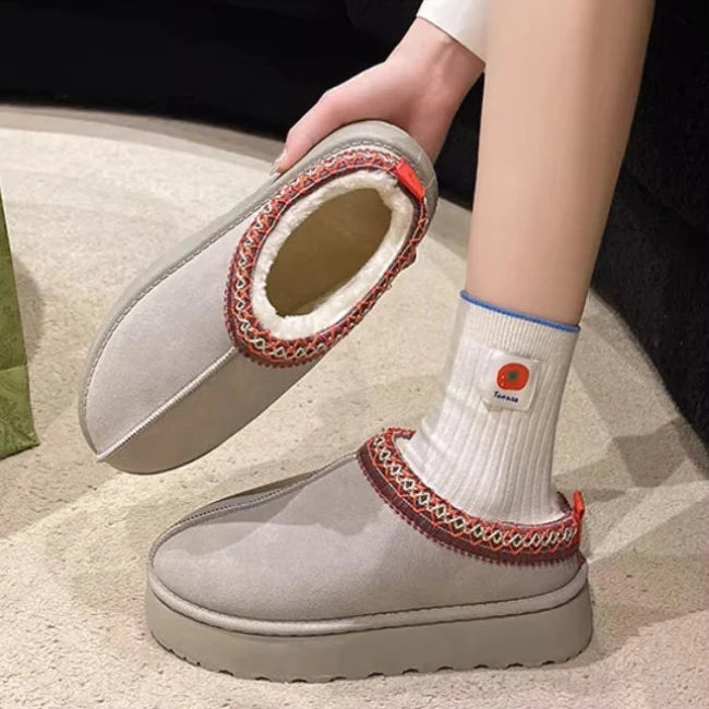 Women Plush Platform Furry Slippers